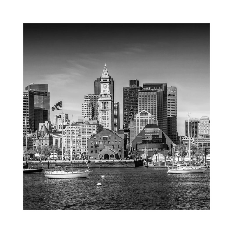 Boston Skyline Monochrome by Melanie Viola - Wrapped Canvas Print, 93.98 cm H x 93.98 cm W x 1.91 cm D