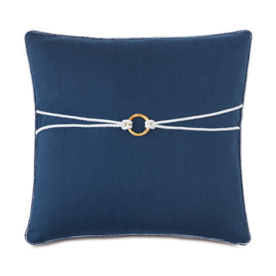 Nautical Fringed Linen Throw Pillow