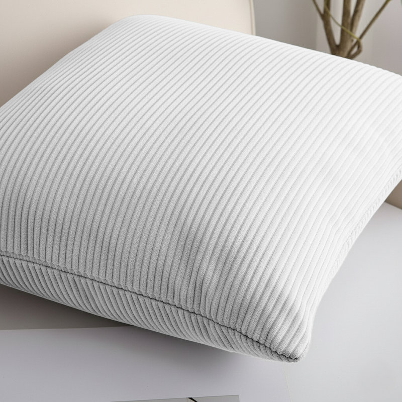 Square Pattern Cushion Cover-(Pack of 2), White Striped