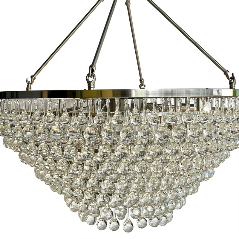 Lustre à niveaux unique et remarquable à 15 lumières Dolby, Nickel brossé
