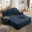 Luxueuse chaise longue convertible avec fonction canapé-lit 2-en-1, coussin en mousse à ressort, pochette de rangement et conception sans assemblage pour les petits espaces-130000078
