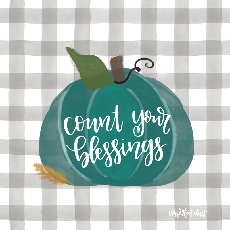 «Count Your Blessing» - impression, H 12 po x l 12 po, Pas de tapis, Papier avec cadre simple noir