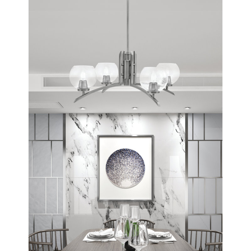 Lustre lumineux avec verre à bulles 5,75 po, Graphite, H 58,25 po x l 27,5 po x P 27,5 po, 4
