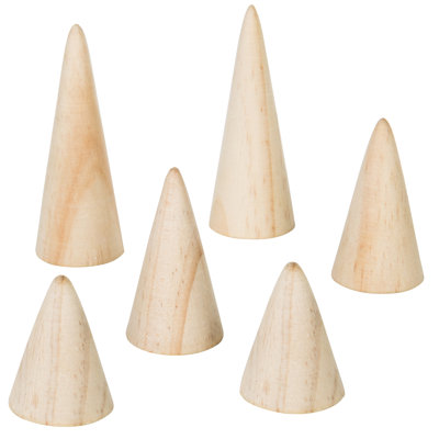 6 Piece Natural Wood Ring Holder Set