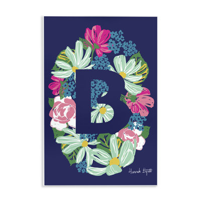 Art floral sur bois, lettre B par Hannah Louise Byatt