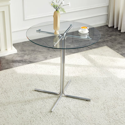 Round Dev with glass top and metal base