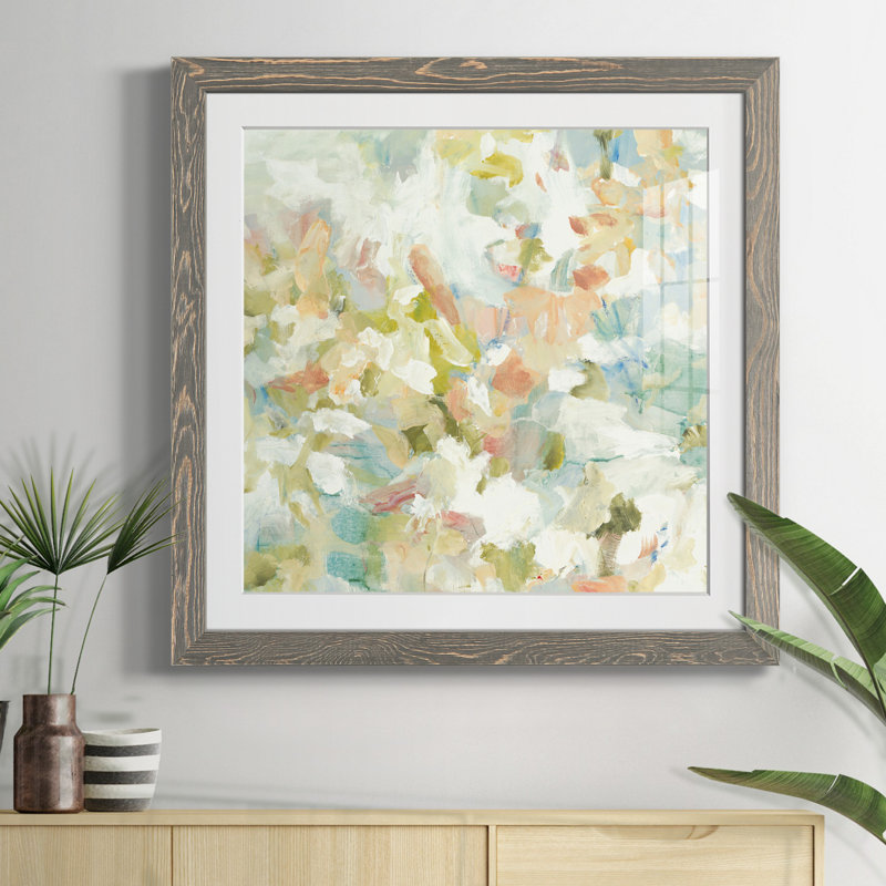 FLORAL BLUSH I Floral Blush I - reproduction de cadre photo, Encadré gris, H 35,5 po x l 35,5 po x P 1,5 po