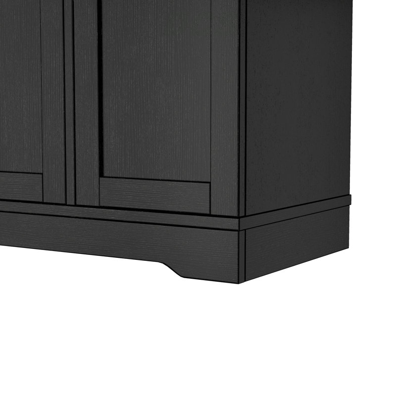 Buffet de rangement multifonctionnel, table de salle à manger extensible, tablettes réglables, support coulissant à 3 niveaux, îlot de cuisine pour la cuisine, salle à manger, salon (noir), îlot de cuisine