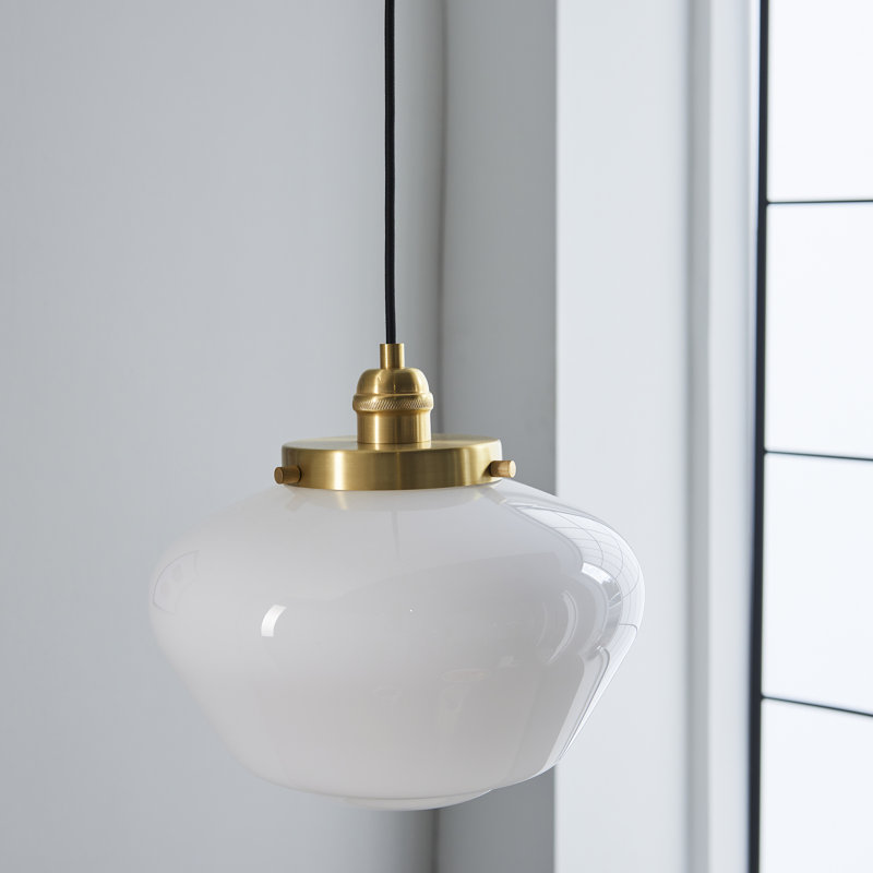 Choquette 1 - Light Schoolhouse Pendant, Brass, Opal