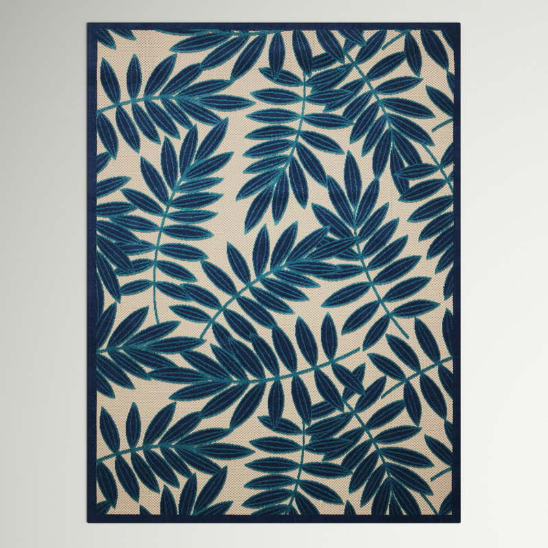 Tapis bleu marine intérieur / extérieur Eaglin, Rectangle 5 pi 3 po x 7 pi 5 po