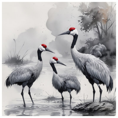 Couvre-lit matelassé Cranes In Watercolor