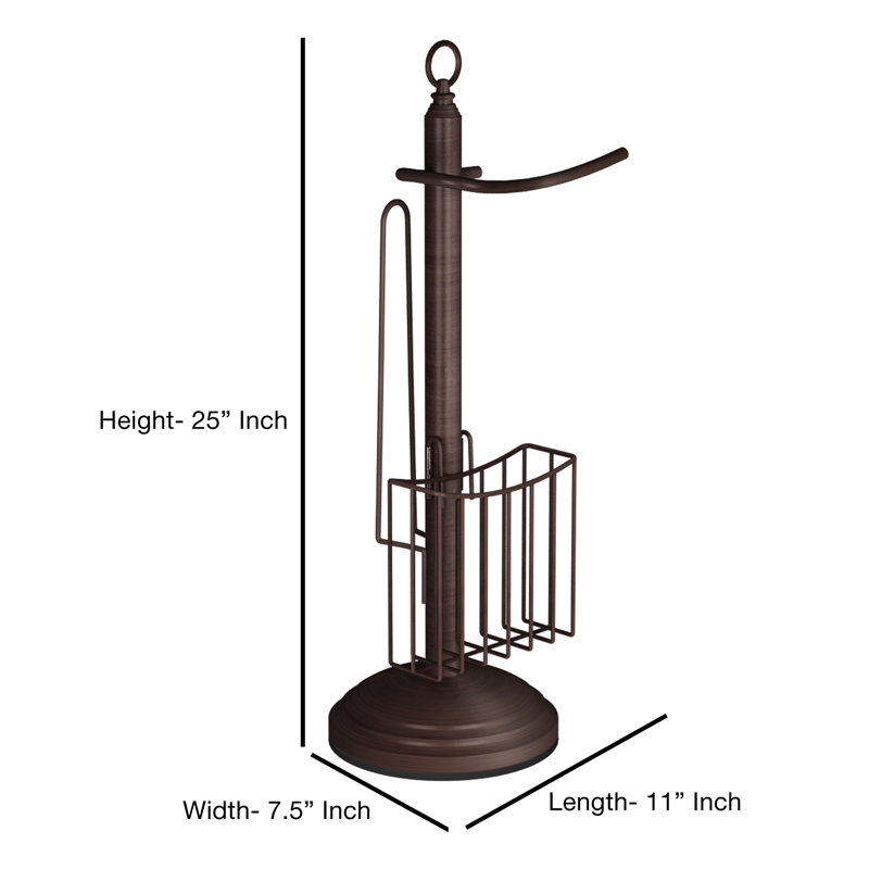 Porte-papier hygiénique sur pied avec rangement, Bronze huilé