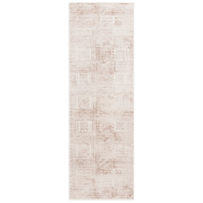 Tapis en polypropylène / polyester abstrait tissé à la machine en beige / beige clair