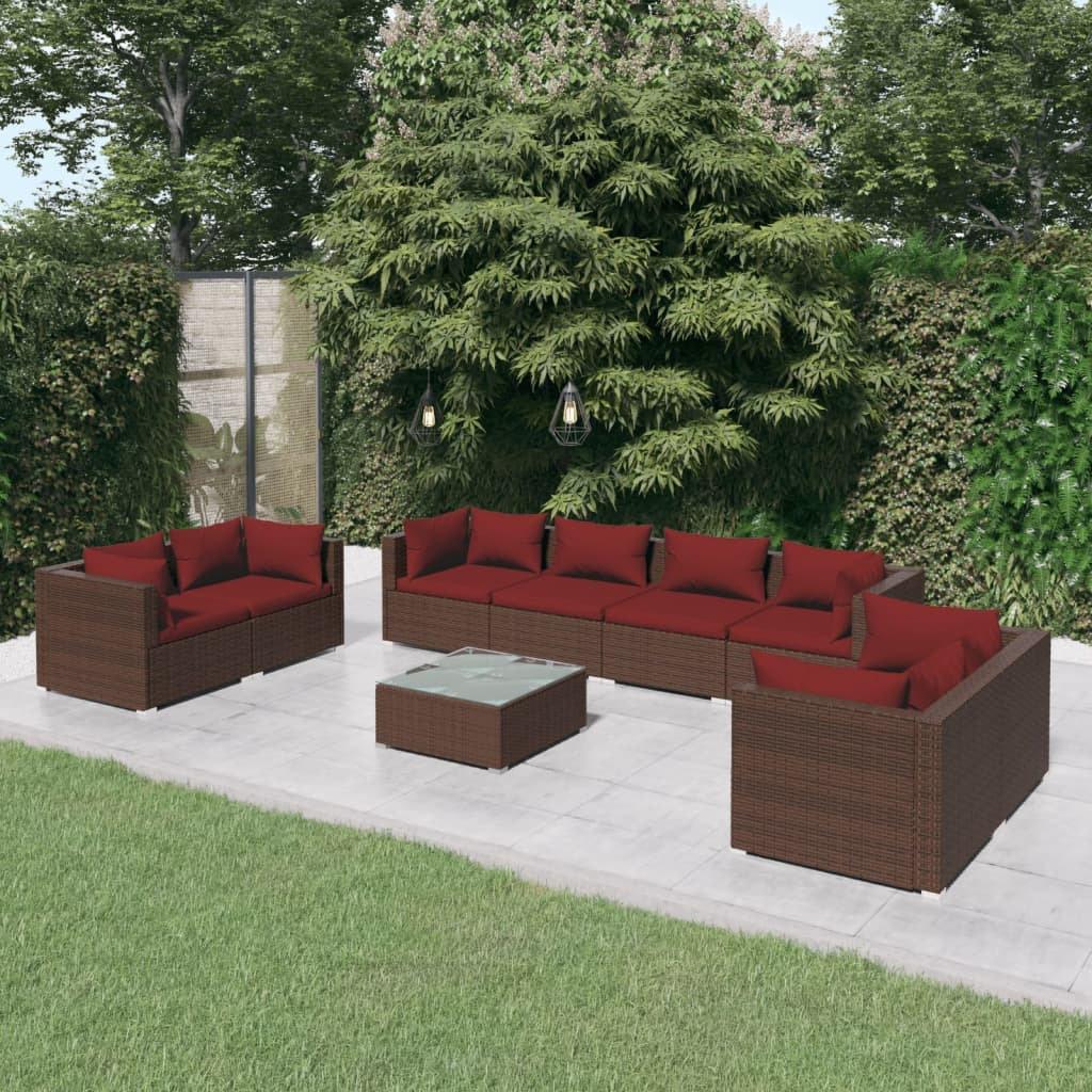 8-Sitzer Lounge-Set aus Rattan mit Polster