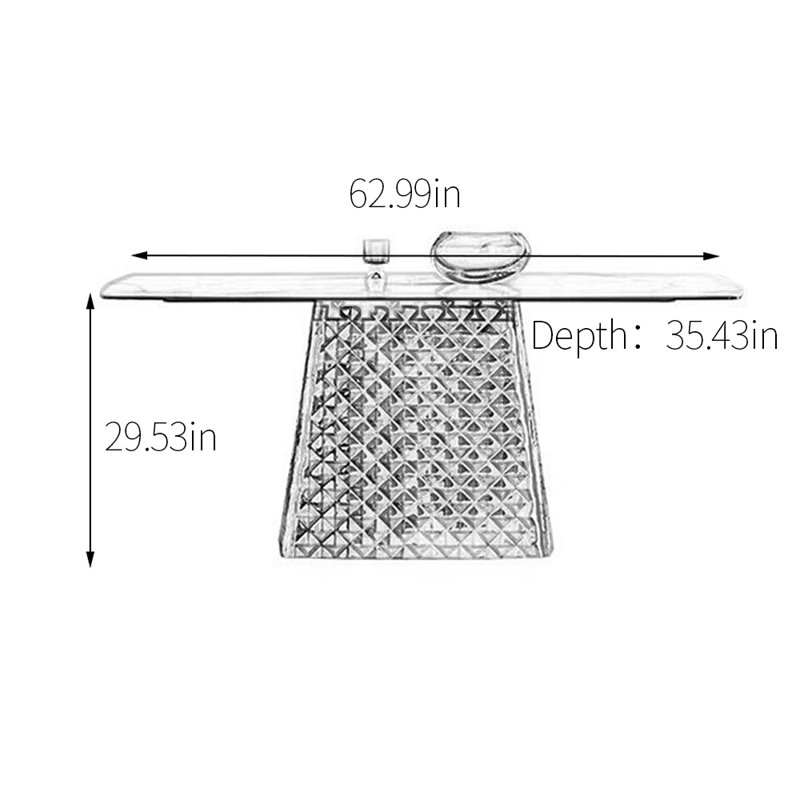 Table de salle à manger d'inspiration géométrique, H 29,53 po x L 62,99 po x l 35,43 po