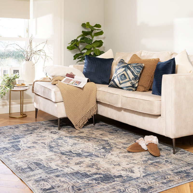 Vintage Look Cotton Flatweave Area Rug, 200cm x 290cm