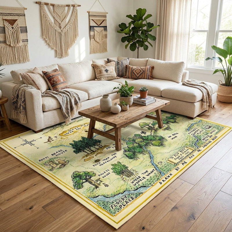 Tapis en bois 7 pi x 10 pi Winnie The Pooh