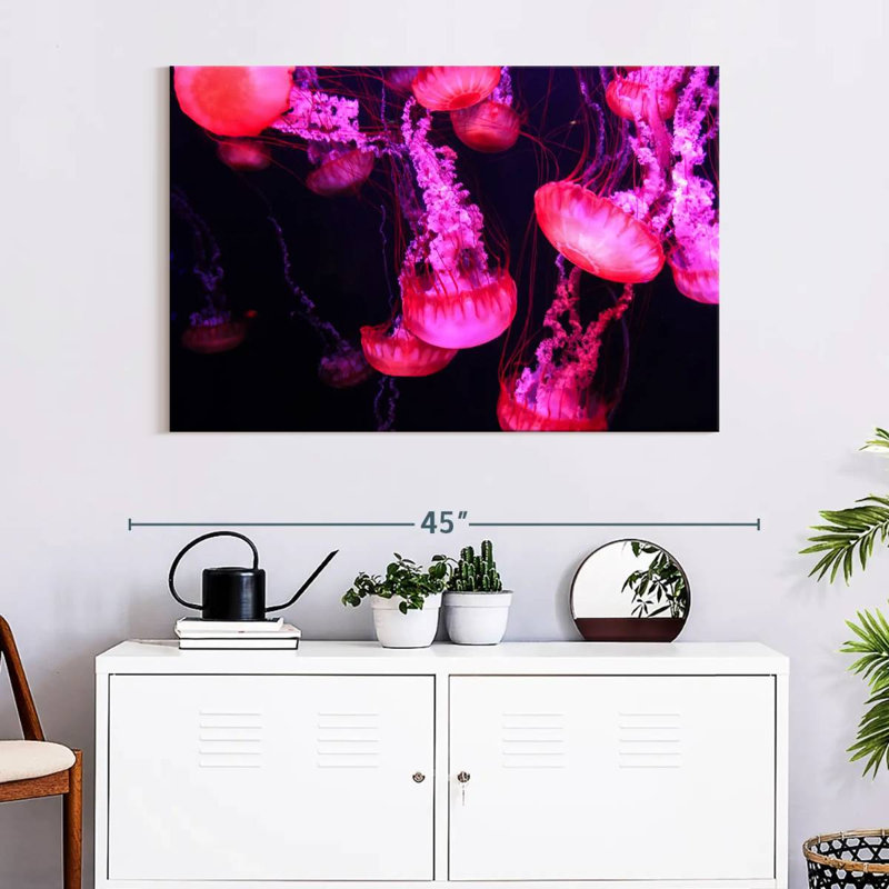 Bright Pink Jellyfish, 8" H x 12" W
