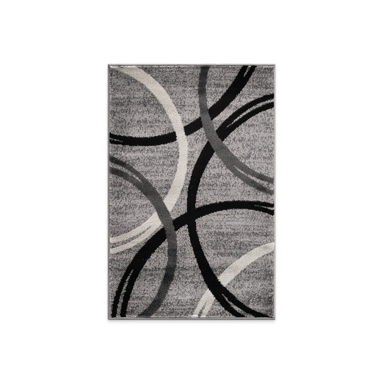 Devonshire Abstract Gray/Black/Ivory Area Rug