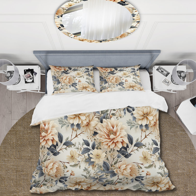 Ensemble de housse de couette Antique Autumn Floral Elegance II, Housse de couette simple + 1 taie décorative stan