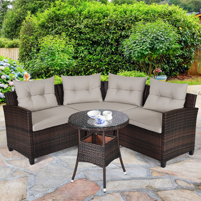 Slaveyka 4 - Person Patio Conversation Set with Cushions