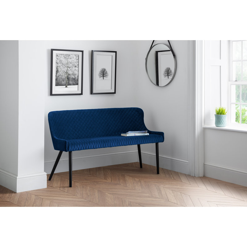 Wynnfield Velvet Upholstered Bench, Blue