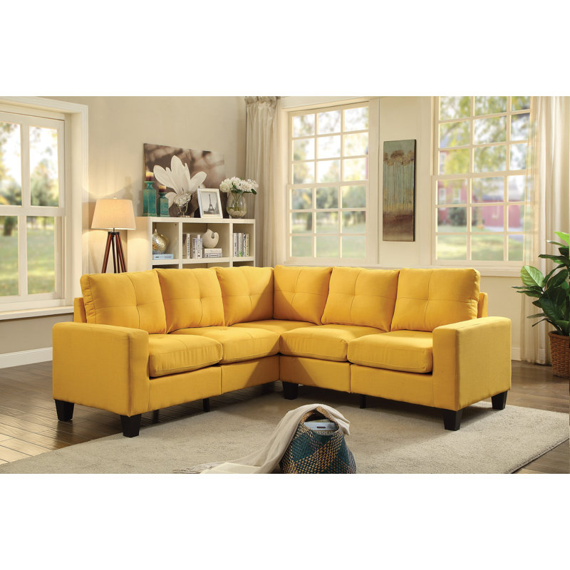 Canapé modulaire pour salon Furniture, Mélange de lin jaune