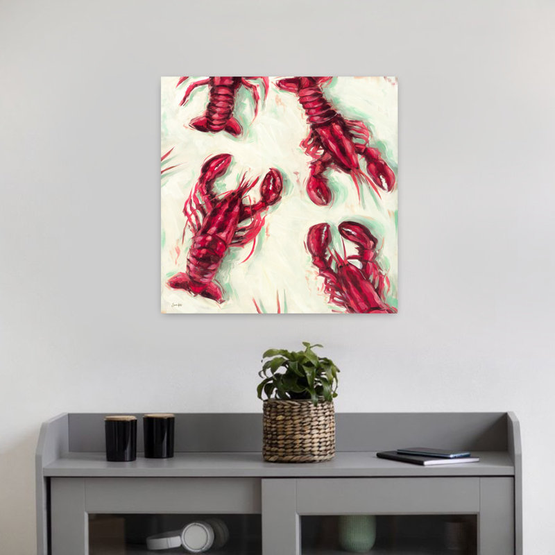 «The Catch», homard abstrait, art mural côtier, H 18 po x l 18 po