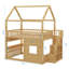 Lit mezzanine double en bois avec lumière intégrée et tablette ouverte, maisonnette avec toit et fenêtre-1815710652