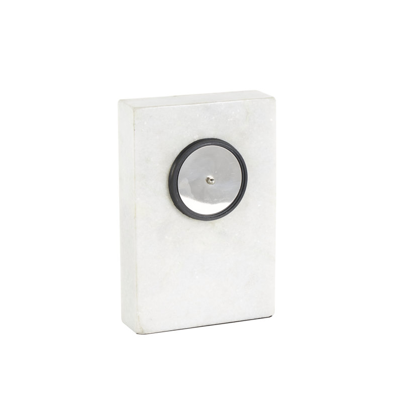 Analog Marble Quartz Movement / Crystal Tabletop Clock White, 9.3" H x 6.1" W x 2.35" D