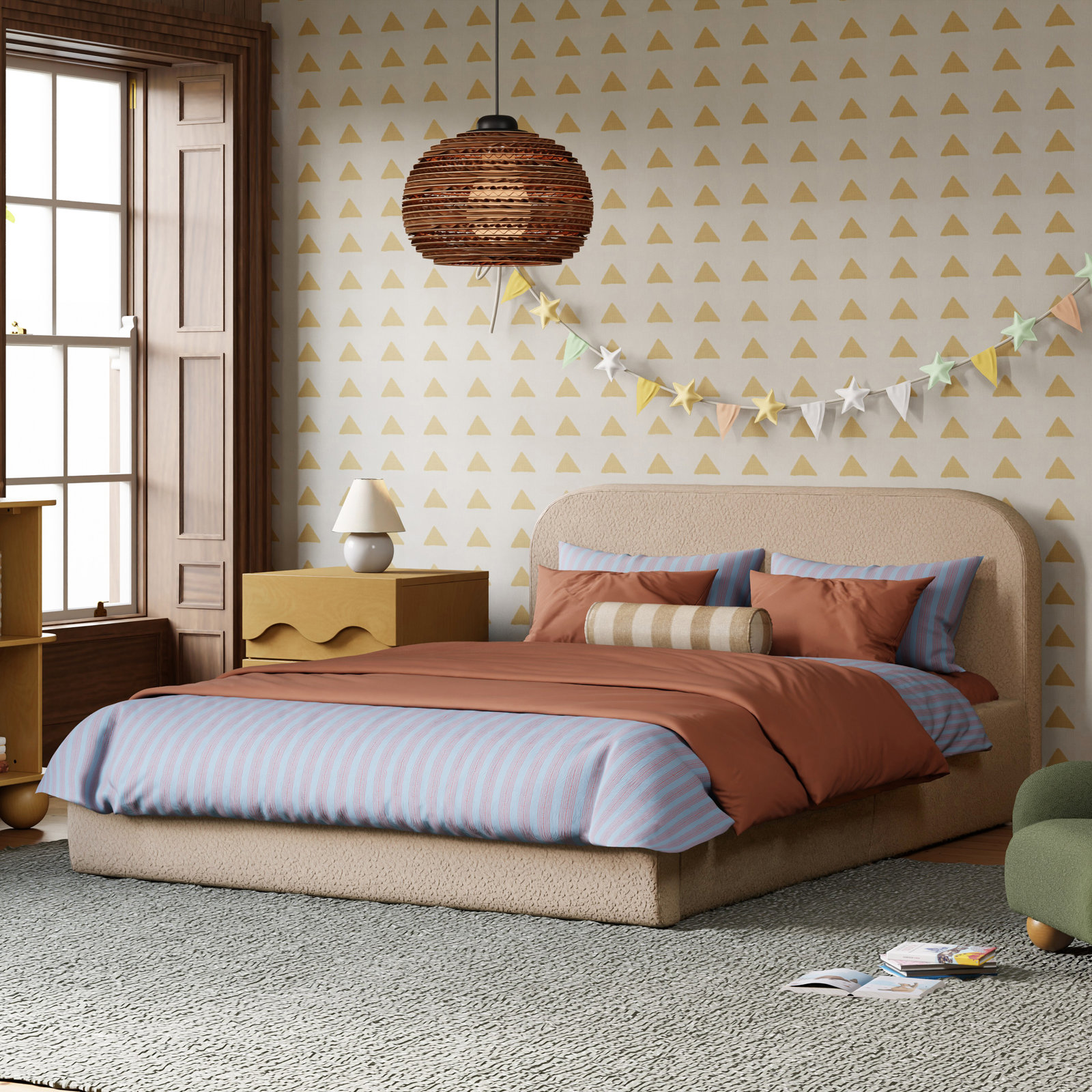 Nara Bed, Chai Shearling, Full
