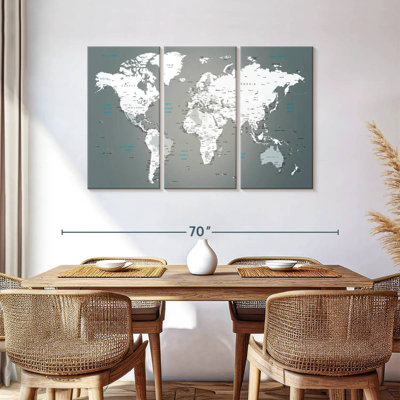 " World Map Masterpiece III " 3 - Pieces
