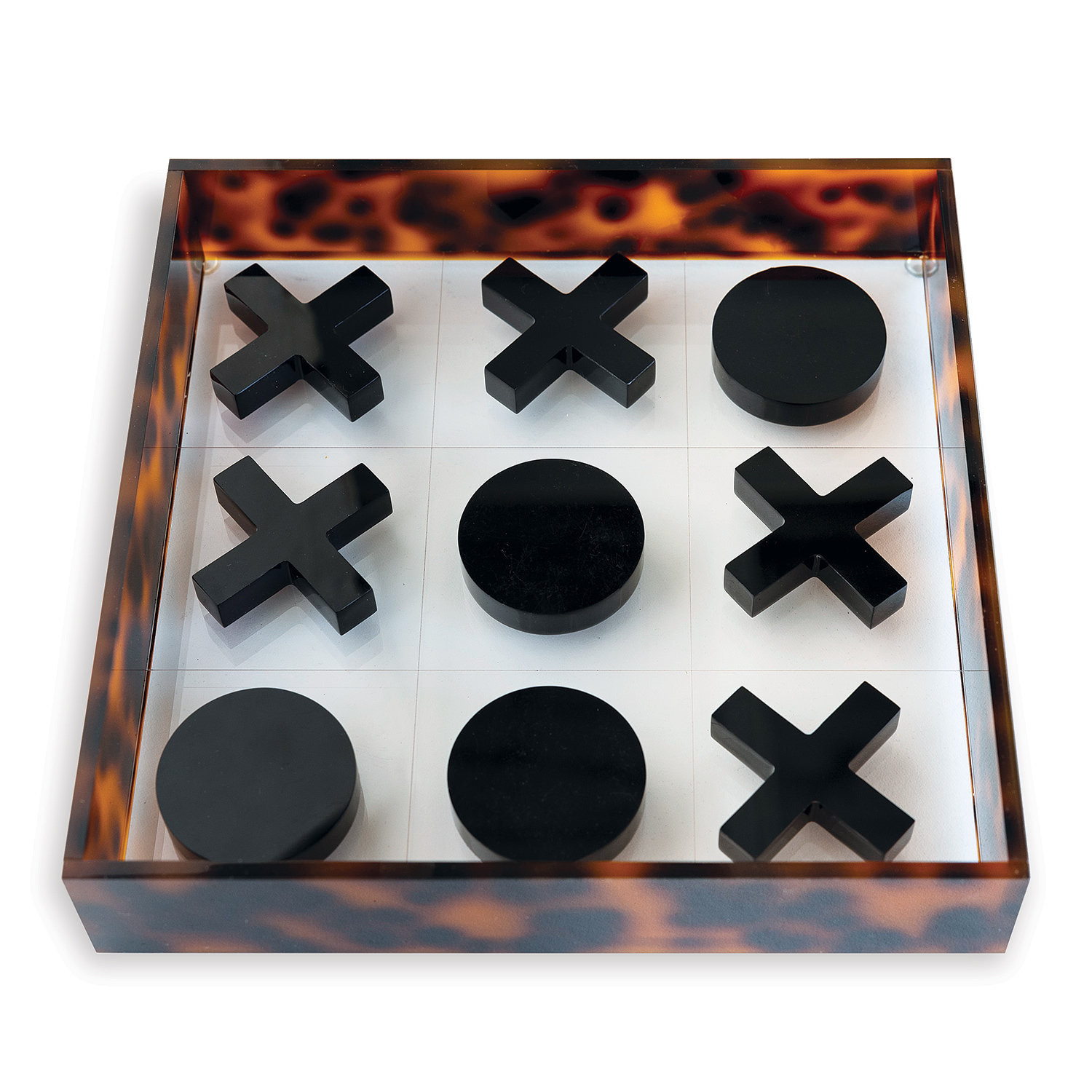 2-Player Acrylic Tic-Tac-Toe Set, Tortoise