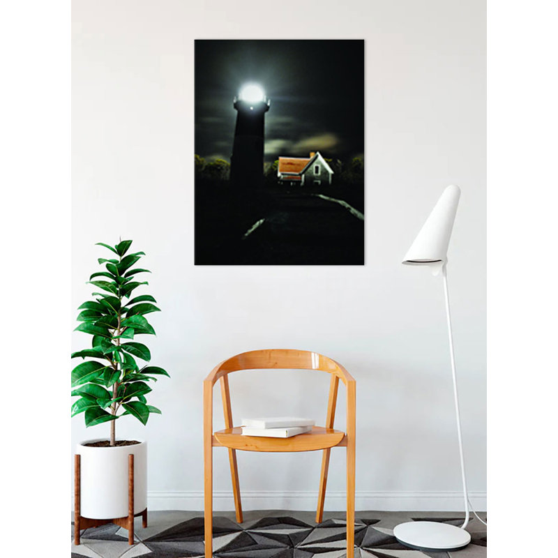 Phare de nuit Cape Cod par Joseph Elliot - reproduction de photo, H 32 po x l 24 po x P 0,15 po, Papier, Pas de tapis