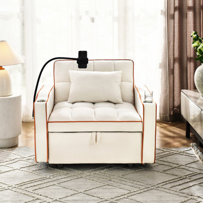 Lit convertible avec porte-gobelet - 31 fauteuils-lits réglables en velours beige, pour la chambre à coucher, le salon, un appartement, un dortoir, un bureau extensible en tissu et 110 140 180 pour le dortoir