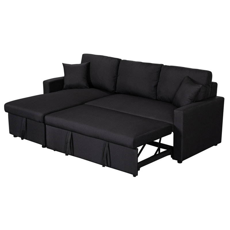 Canapé modulaire réversible en tissu de lin 82 po avec méridienne Paisley
