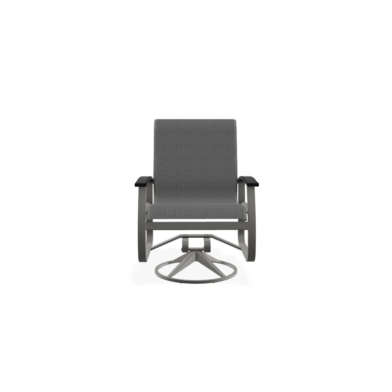Belle Isle Outdoor Dining Armchair, Titanium Sunbrella®, Black P70, Textured Snow