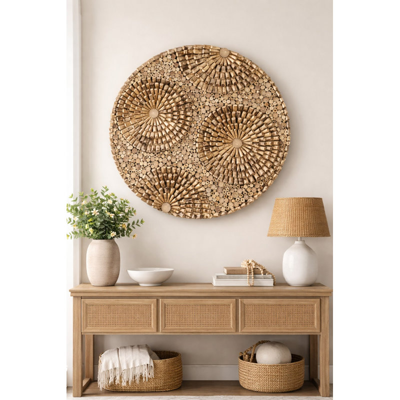 Art mural rond bois aléatoire 40 po