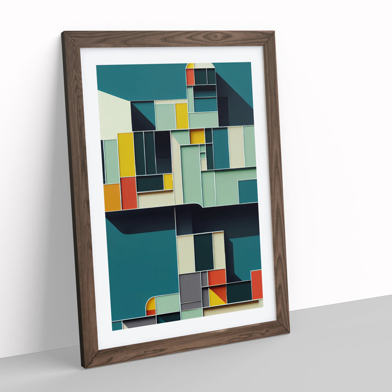 Stacked Architecture - Framed Print, 46cm H x 34cm W x 2cm D, Brown Framed