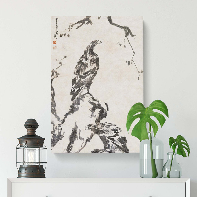 Two Eagles by Bada Shanren - Wrapped Canvas Painting, 60cm H x 40cm W x 3cm D