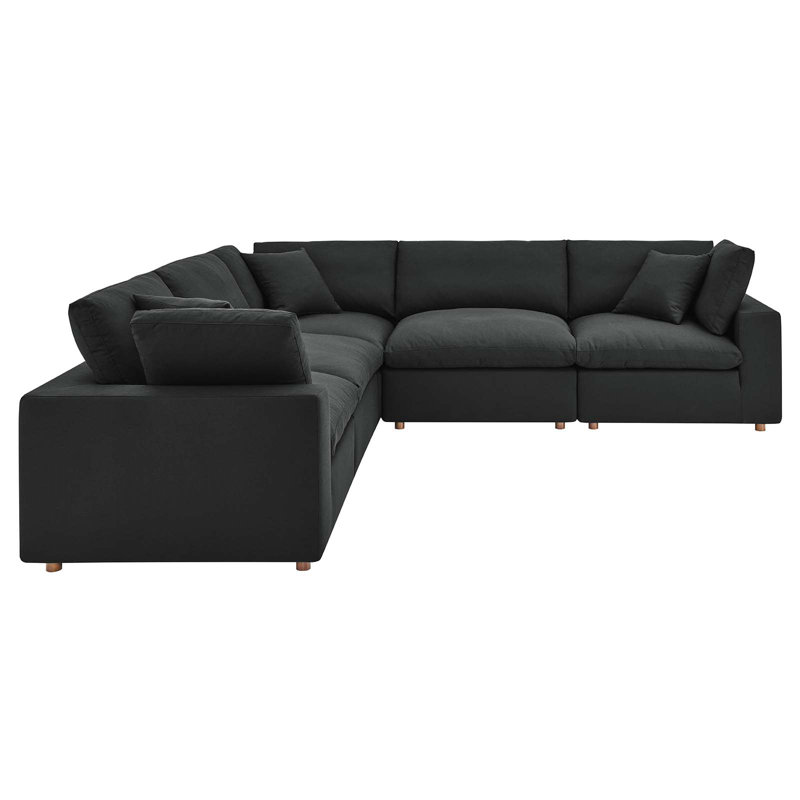 Ensemble de canapé modulaire rembourré et rembourré en duvet 5 pièces Modway Commix, Mélange de polyester noir