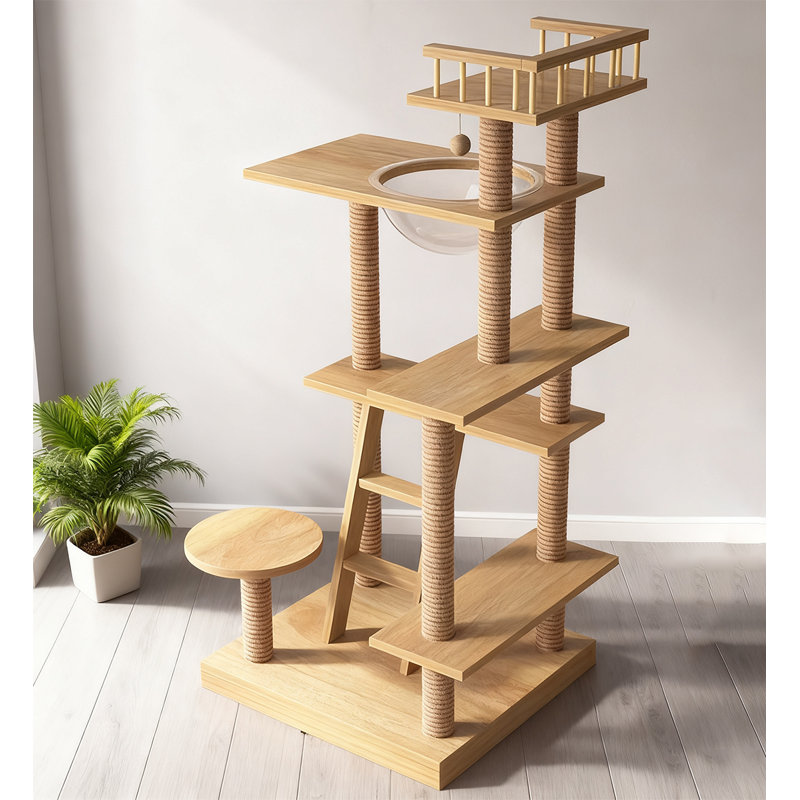 Structure d'escalade en bois massif 59 pouces, Beige