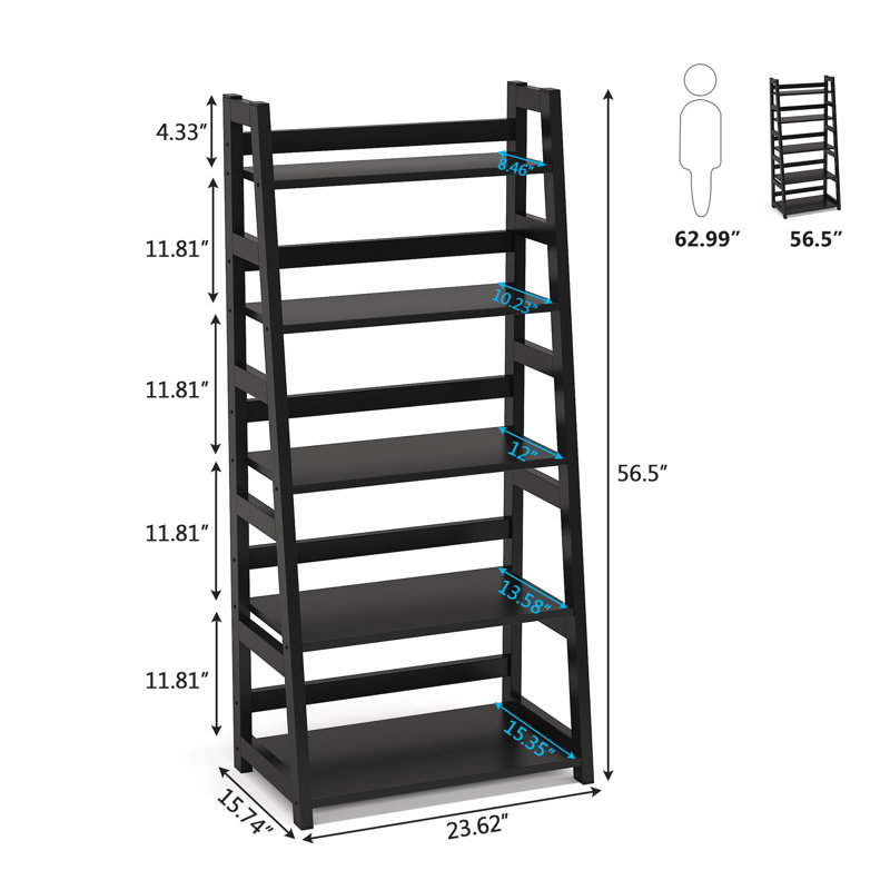 Dawneisha Ladder Bookcase, Black