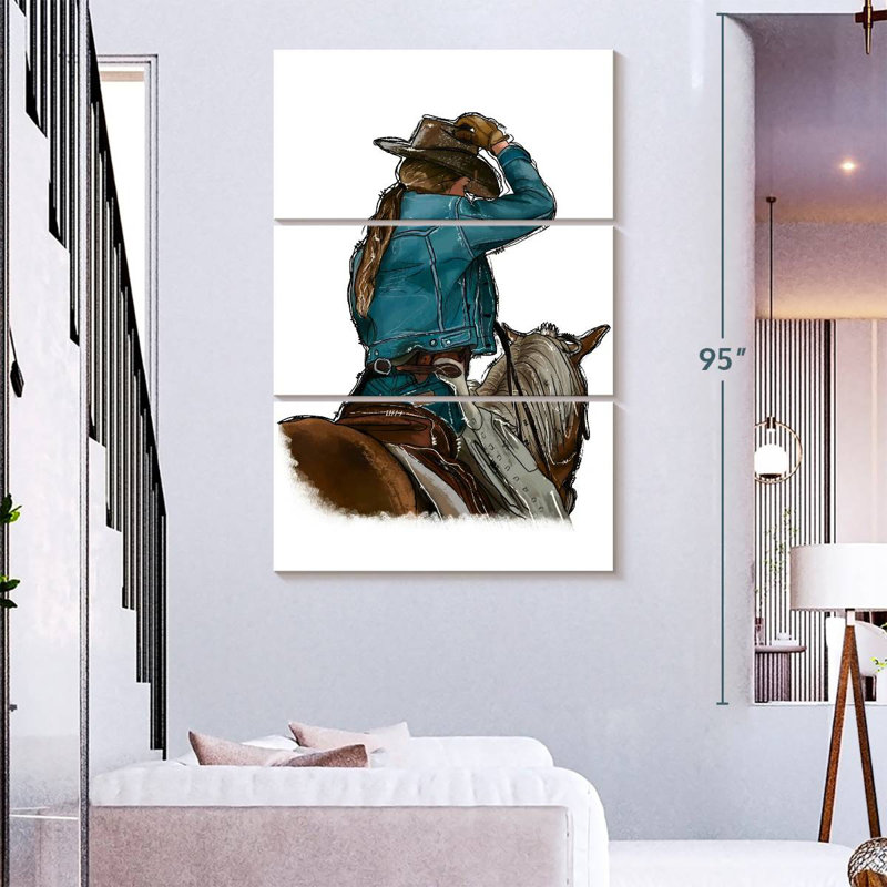 Fille et cheval Lelar, H 74 po x l 48 po