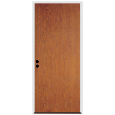 36" x 80" Flush Textured Fibreglass Prehung Exterior Door with 4-9/16" Jamb Size