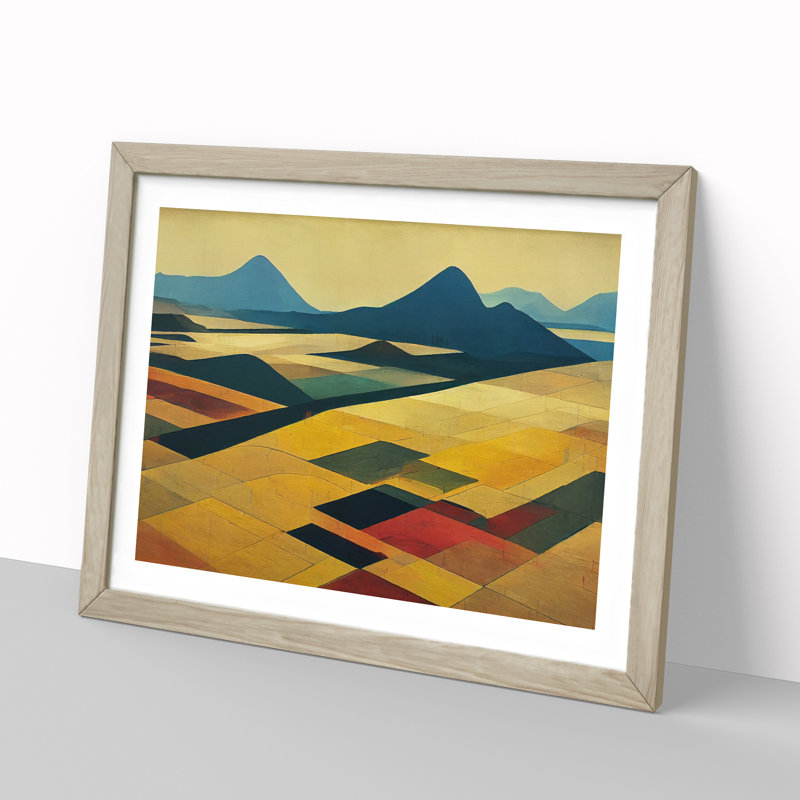 Abstract Meadow Landscape Vol.1 - Framed Print, 46cm H x 64cm W x 2cm D, Oak