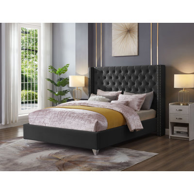Lit plateforme tapissier à oreilles Jemena Naveen