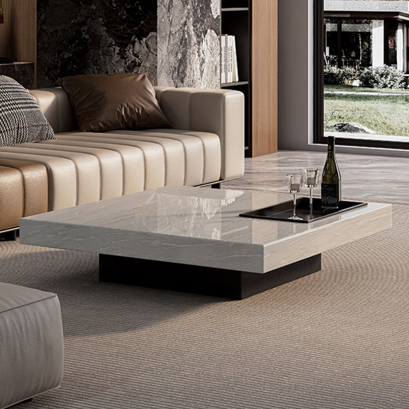 Table basse en marbre de jade glacé clair de luxe léger, H 11,81 po x L 43,3 po x l 43,3 po