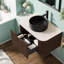 Meuble-lavabo moderne peu encombrant avec lavabo en pierre et armoires en bois durable