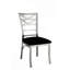 Chaise de salle à manger contemporaine en métal argenté 2 pièces avec siège en microfibre noir